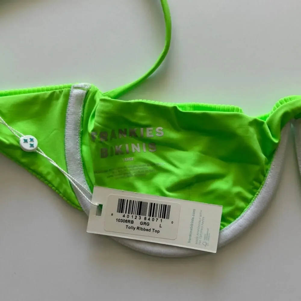 Frankies Bikinis Tolly Ribbed Underwire Bikini Top - Green Glow - L